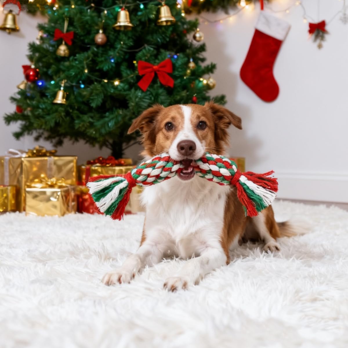 Kerst katoenen touw kauwspeelt - Teeth Cleaning Dog Chew Bone recensie en prijs