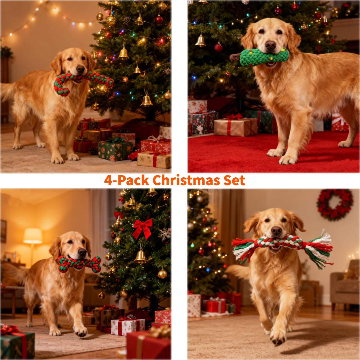 Kerst katoenen touw kauwspeelt - Teeth Cleaning Dog Chew Bone recensie en prijs